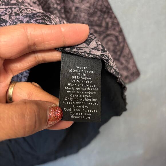 Rock & Republic XL Boho Hi-Low Tunic Blouse Studded Henley Top Boho Cottage - Picture 8 of 10